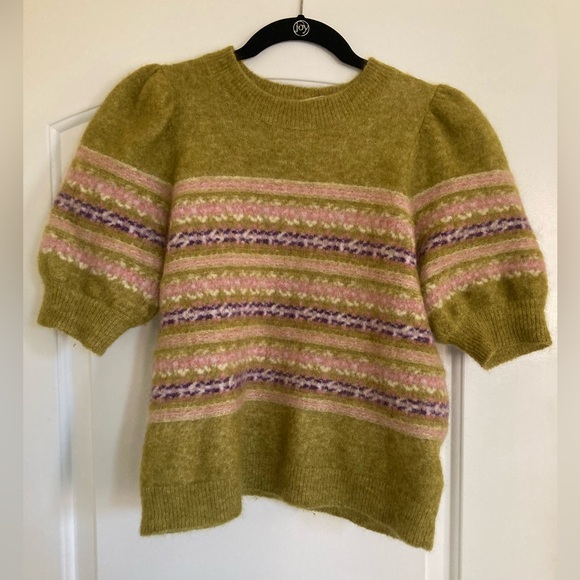 Sezane Sweaters - Sezane Green Stripe Mohair Blend Sweater size Small